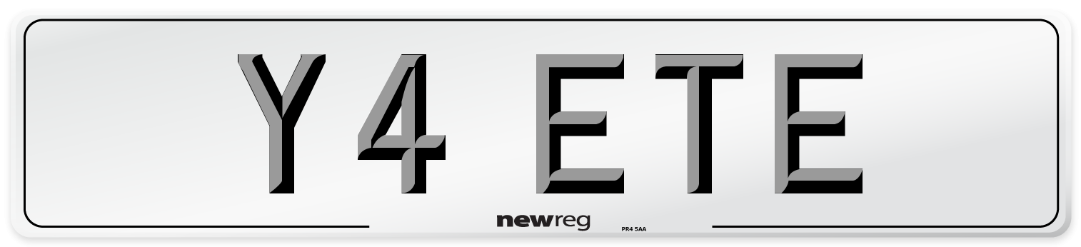 Y4 ETE Number Plate from New Reg